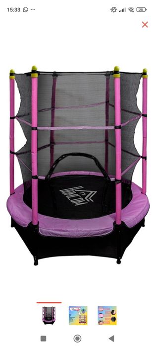 Каркасный батут розовый