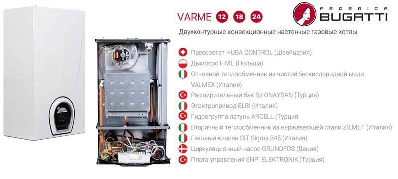 Varme двухконтурный конвекциионый газовый котел , настенный котел