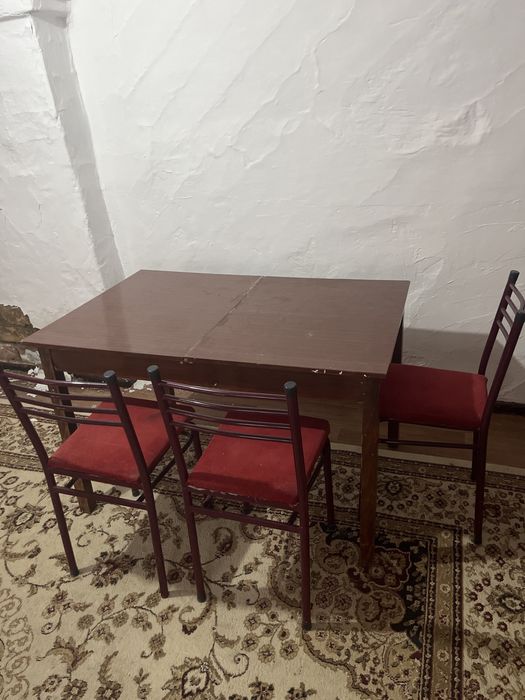 Кухонный стол с стулями 3шт, жиналмалы стол
