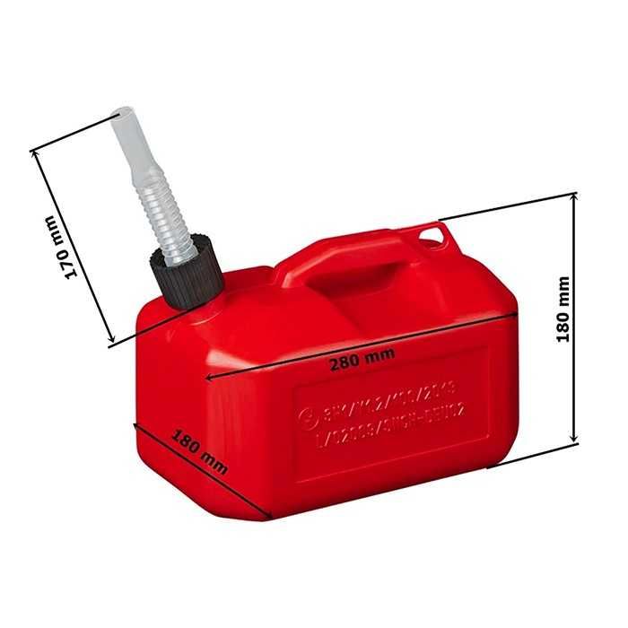 Туба за гориво Automat, 5L,  Пластмасова, Туба с накрайник, Червен