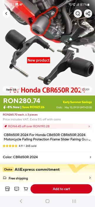 Accesorii Honda CBR/CB 650R 2024-2025