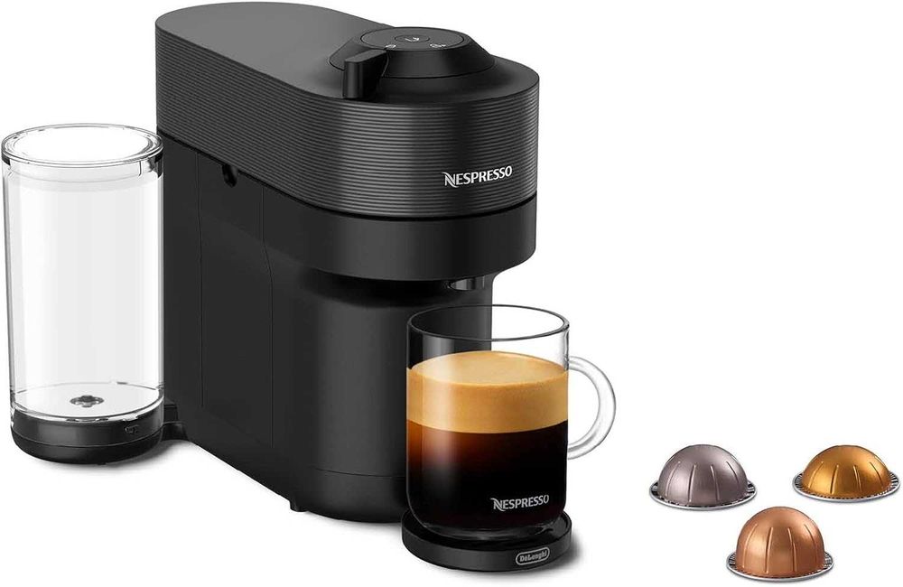 Кафемашина и еспресо машина Nespresso Vertuo Pop+, цвят черен лакриц