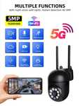 Черна HD камера за наблюдение 5 MP 360