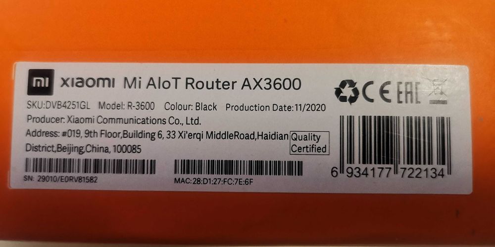 безжичен рутер Xiaomi Mi AIoT Router AX3600 WiFi 6 OpenWRT 512/256Mb