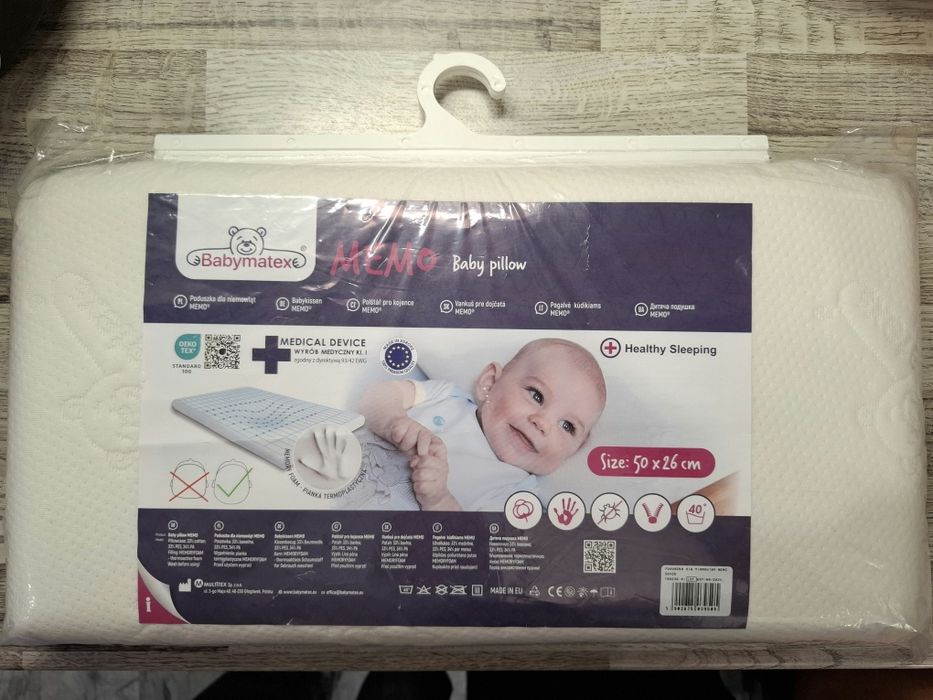 Бебешка възглавница Babymatex Memo 50x26см