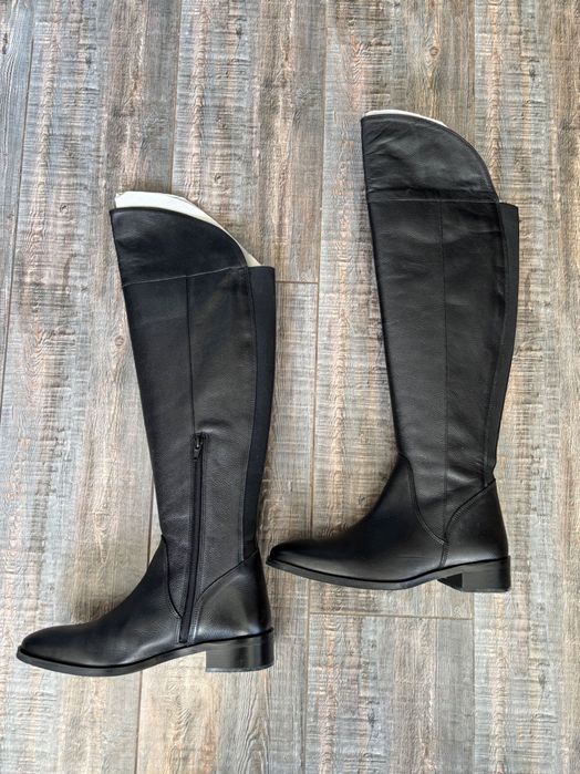 Елегантни кожени ботуши до коляното – почти нови, размер 39
