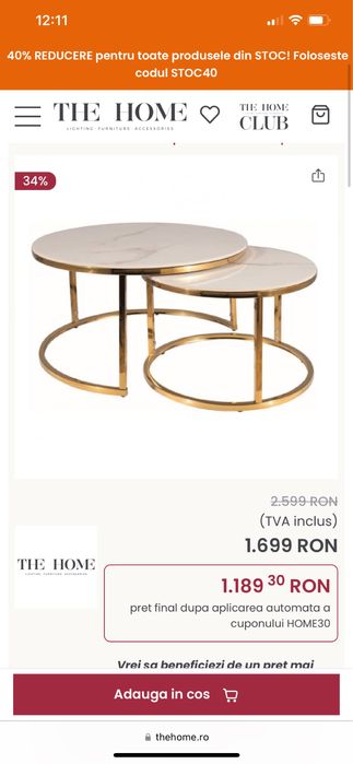 Set masute marmura aurii