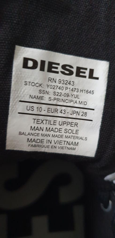 Diesel S - Principia Mid US 10 / 43/27.5 см ОРИГИНАЛ! Мъжки Кецове!