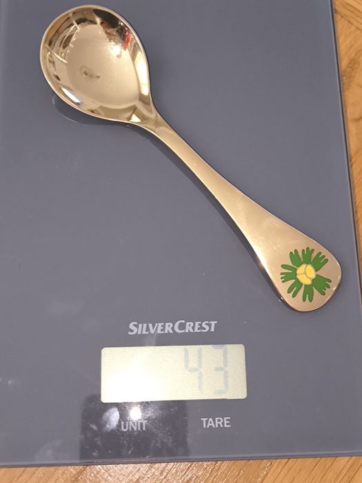 Продавам сребърна лъжичка 1982 Георг Иенсен позлатена