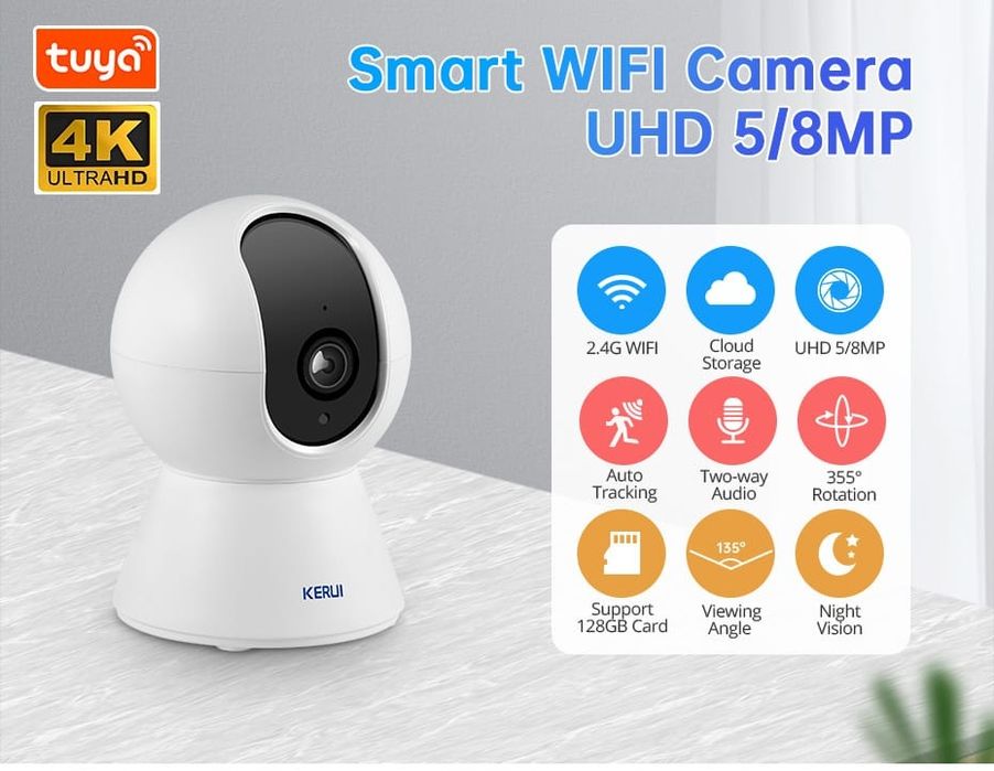 Mini Camera Kerui supraveghere 5-8MP+card memorie 64/128GB Noi
