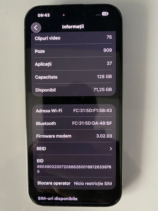iPhone 15 Pro, 95% baterie, ca NOU !!!