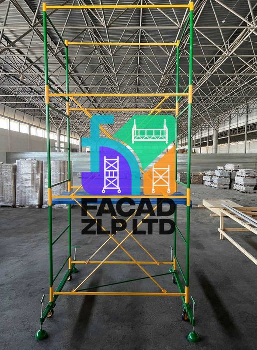 Мобильная вышка тура (леса на колесах) с настилами, изготовление