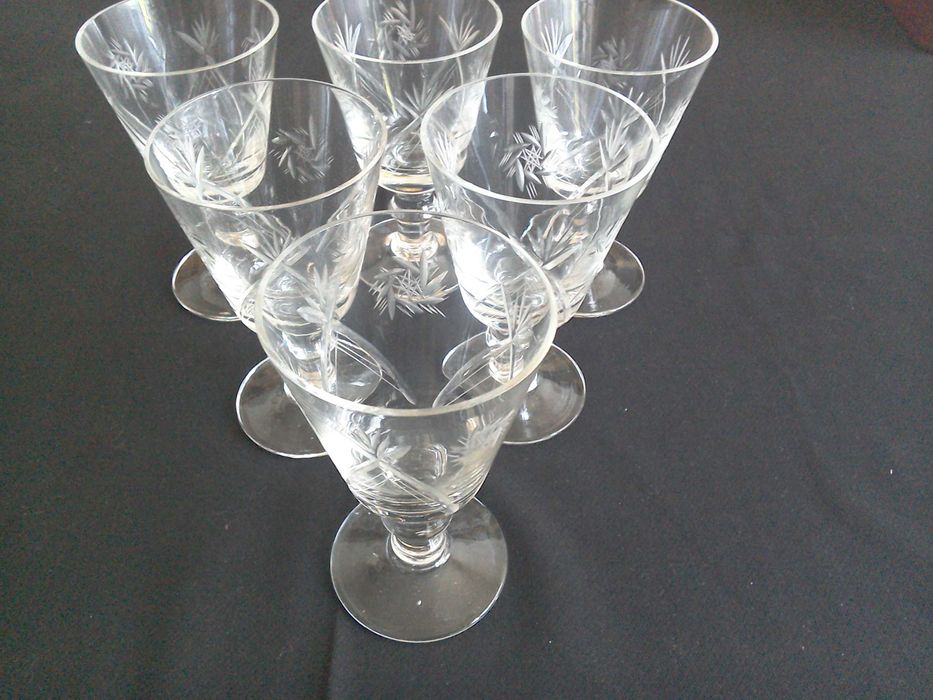 Pahare cristal nobil, bizotate manual - 6 bucăți
