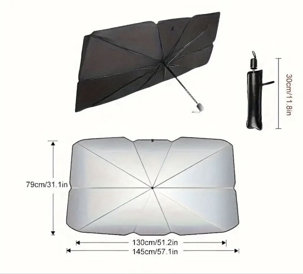 Parasolar pliabil tip umbrela pentru parbriz auto | modern | eficient