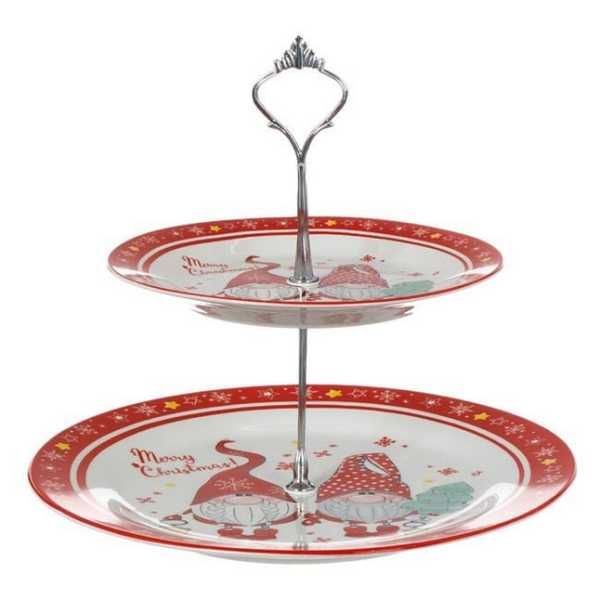 Поднос Mercado Trade, 2 нива, Дядо Коледа и гномчета, Стъкло