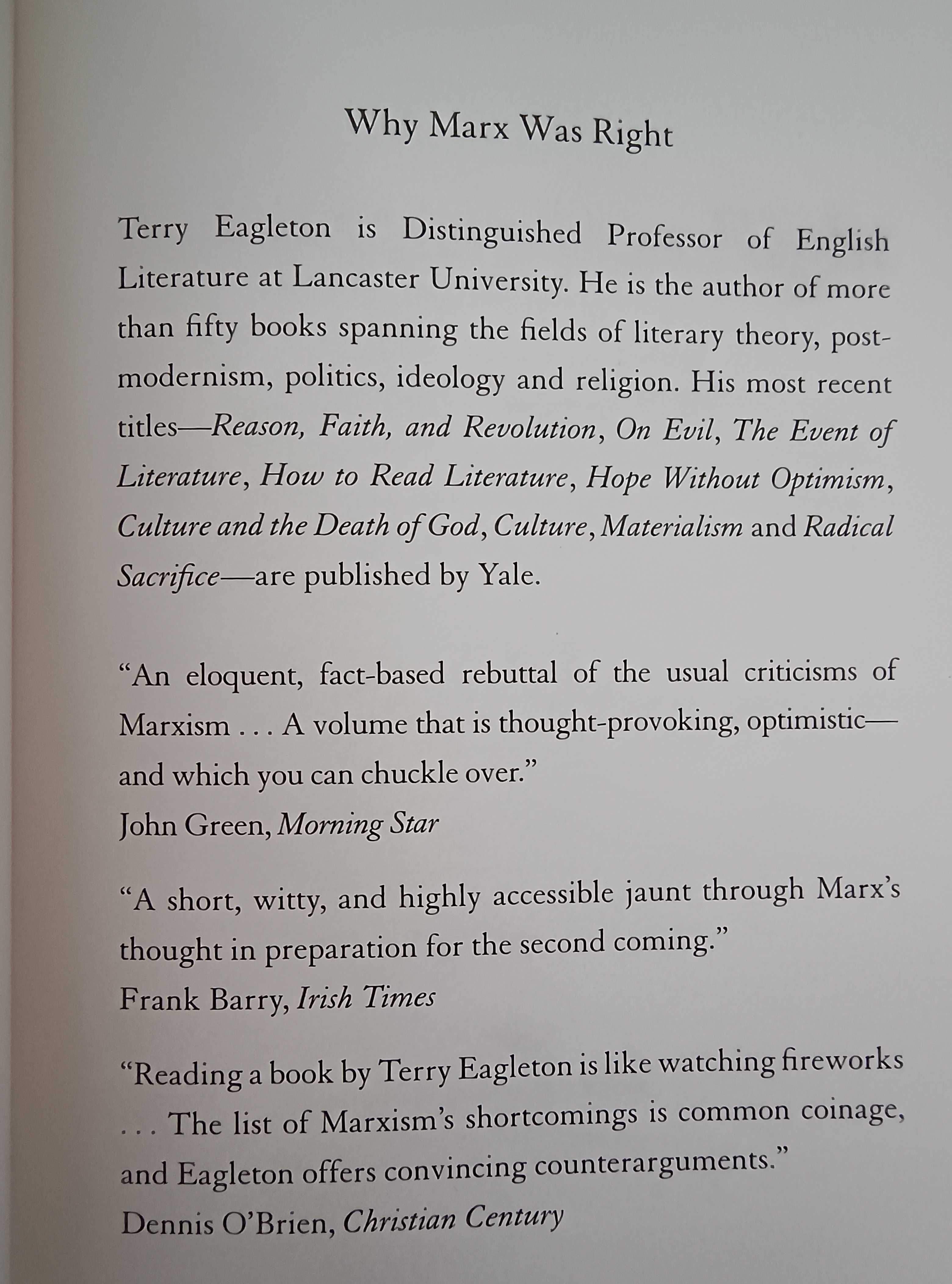 Terry Eagleton - Why Marx Was Right