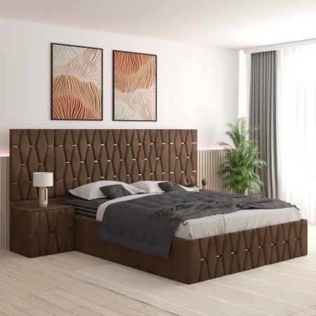 Pat Tapitat Cu Noptiere Tapitate Si Extensii