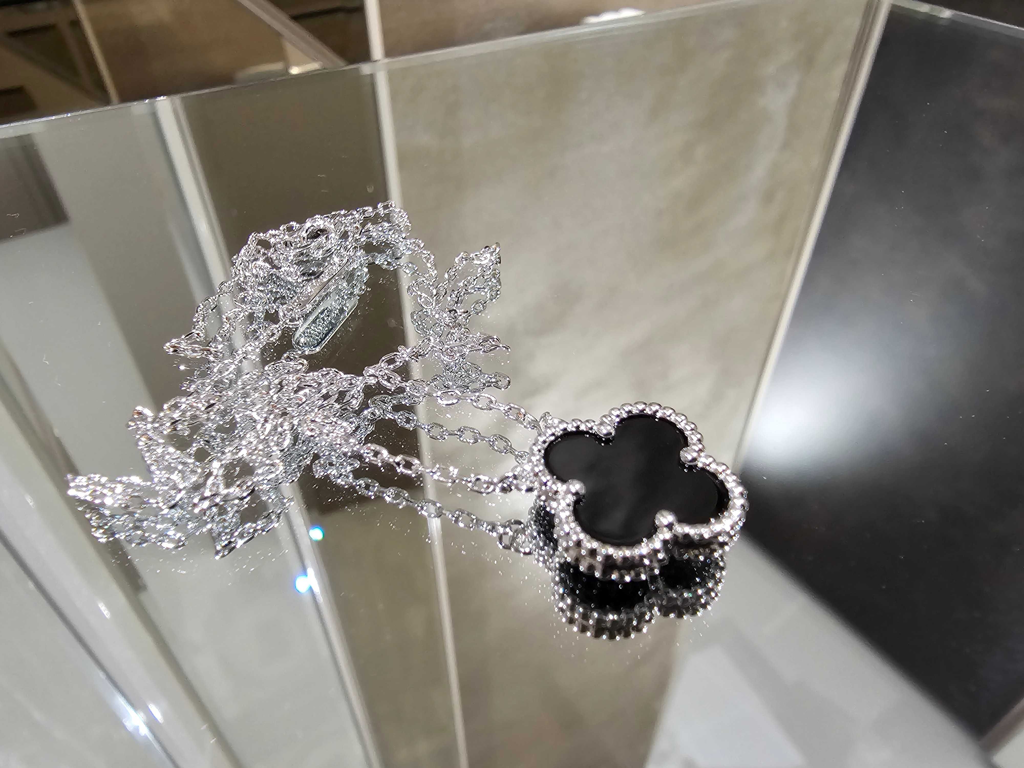 Van Cleef & Arpels VCA Silver Black Onyx Alhambra Дамско Колие