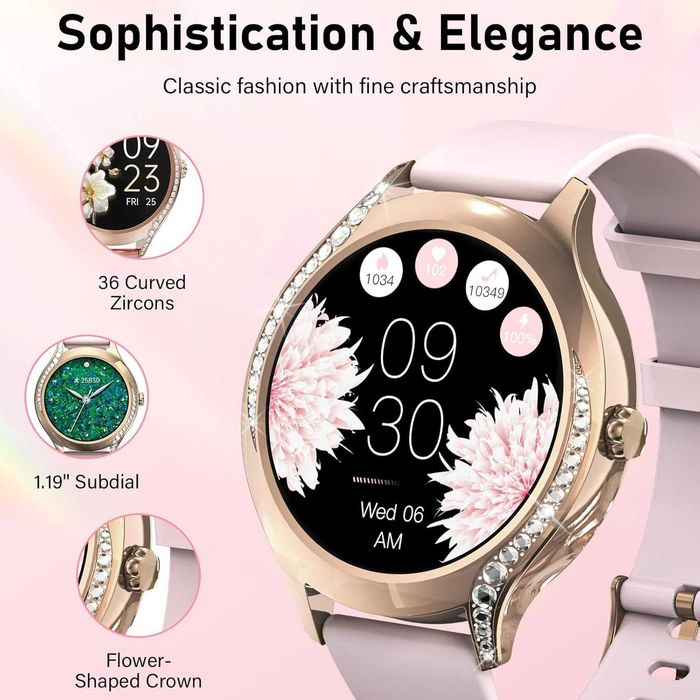 Brenth Смарт часовник за жени с функция за обаждане, IP68, iOS/Android