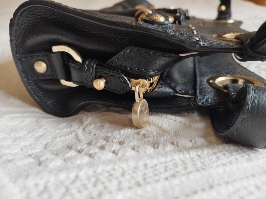 Lancel  винтидж черна чанта със златен обков