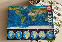 Неонов пъзел Educa Карта на света, 1000 части