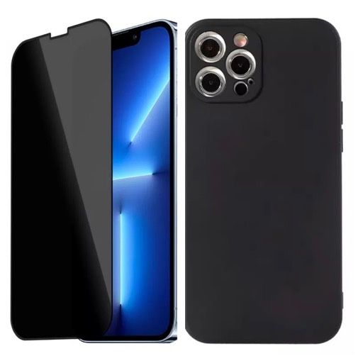 Husa X CASE Tpu si Folie Sticla 4D Privacy Iphone 13/12 MINI PRO MAX