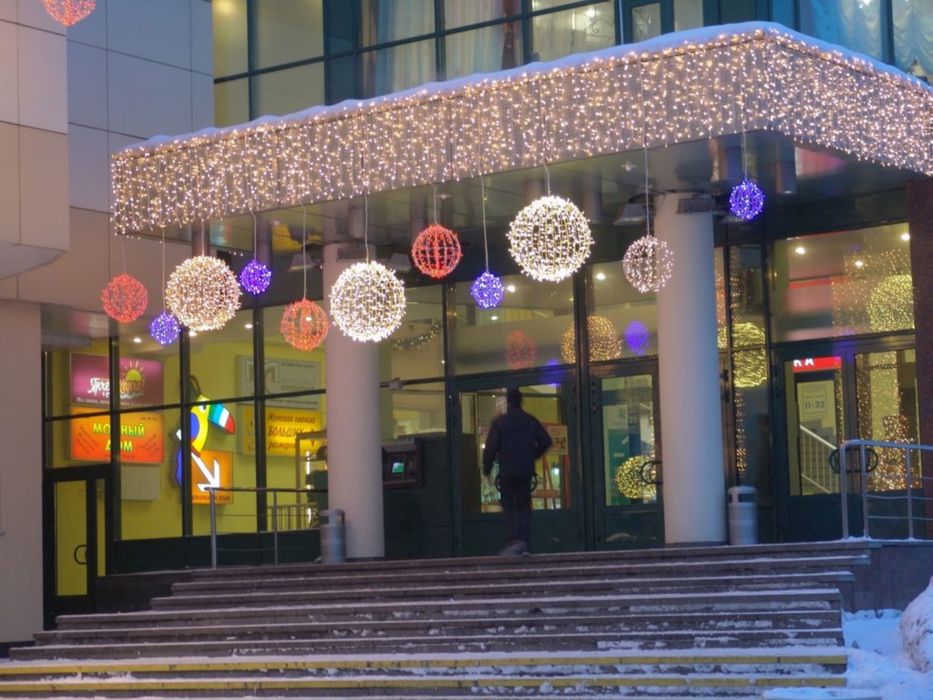 Оформление фасада на новый год