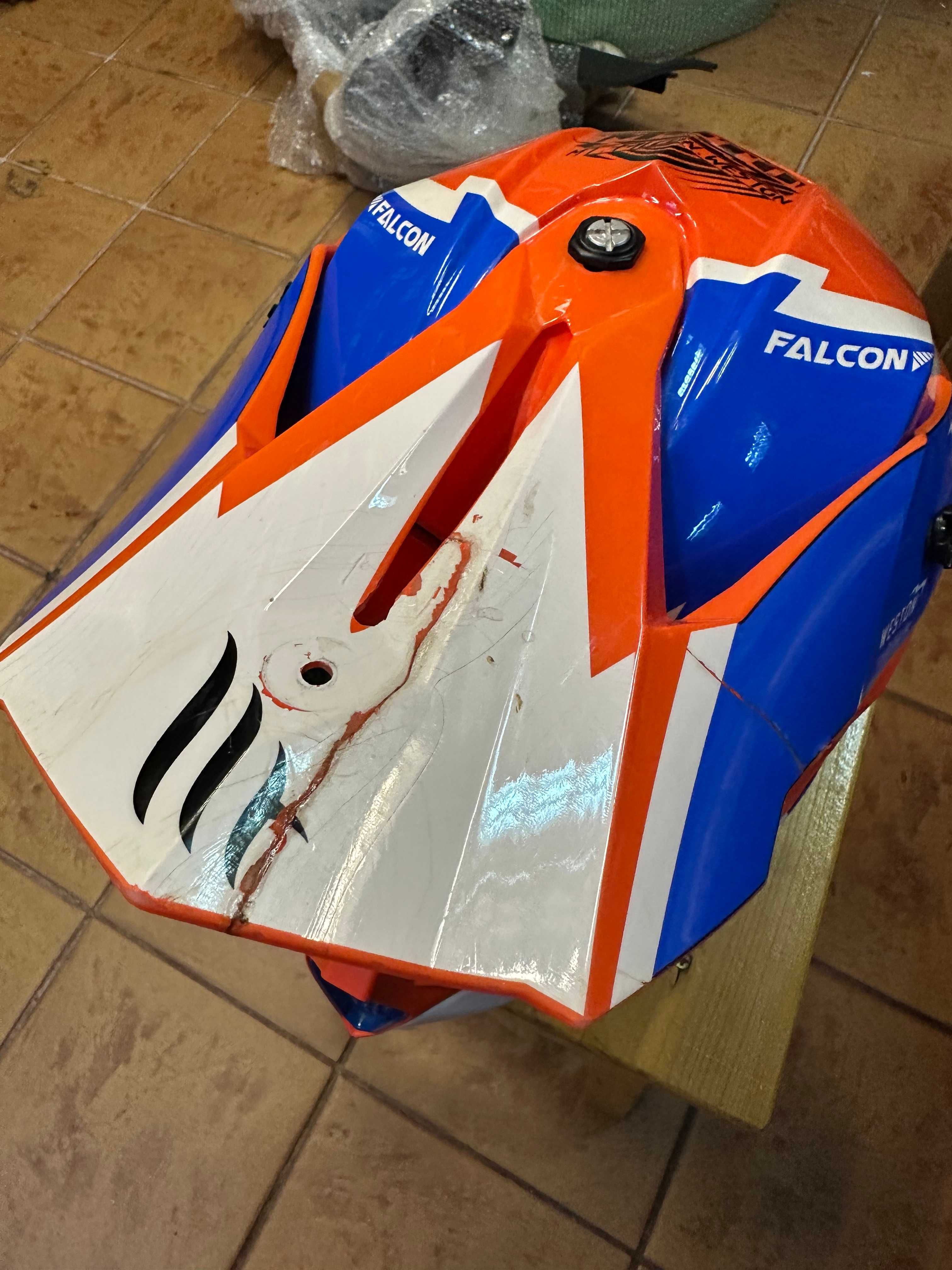 Casca cross MT Falcon portocaliu cu alb si albastru XL