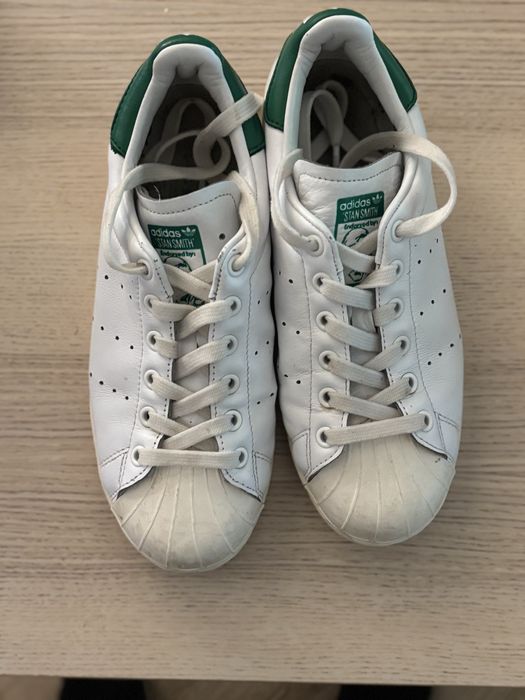 Adidas Mens Stan Smith, White and Green, Leather Sneakers