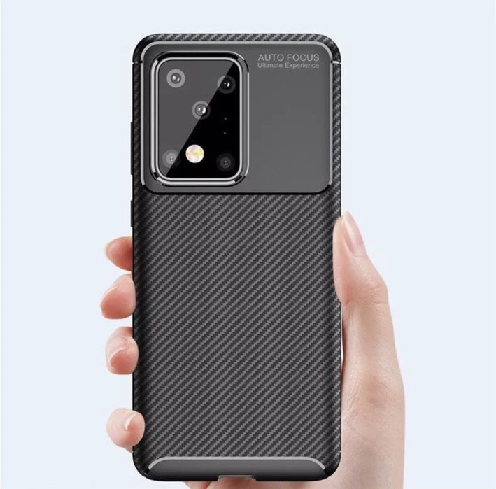 Husa Carbon Silicon Neagra BlackSamsung S25/S24/S23/S22/S21 Plus Ultra