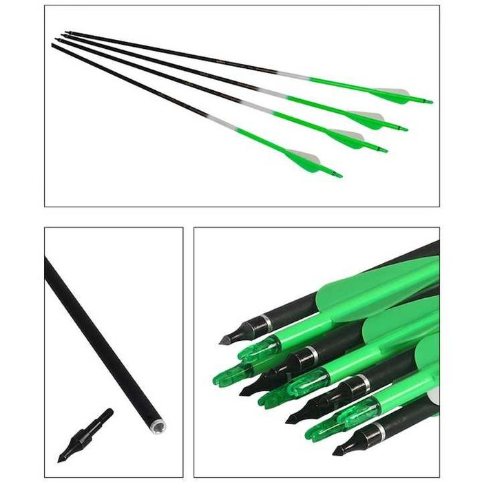 Sageti din carbon de 80cm pentru arcuri,spin 500,cu varf detasabil,noi
