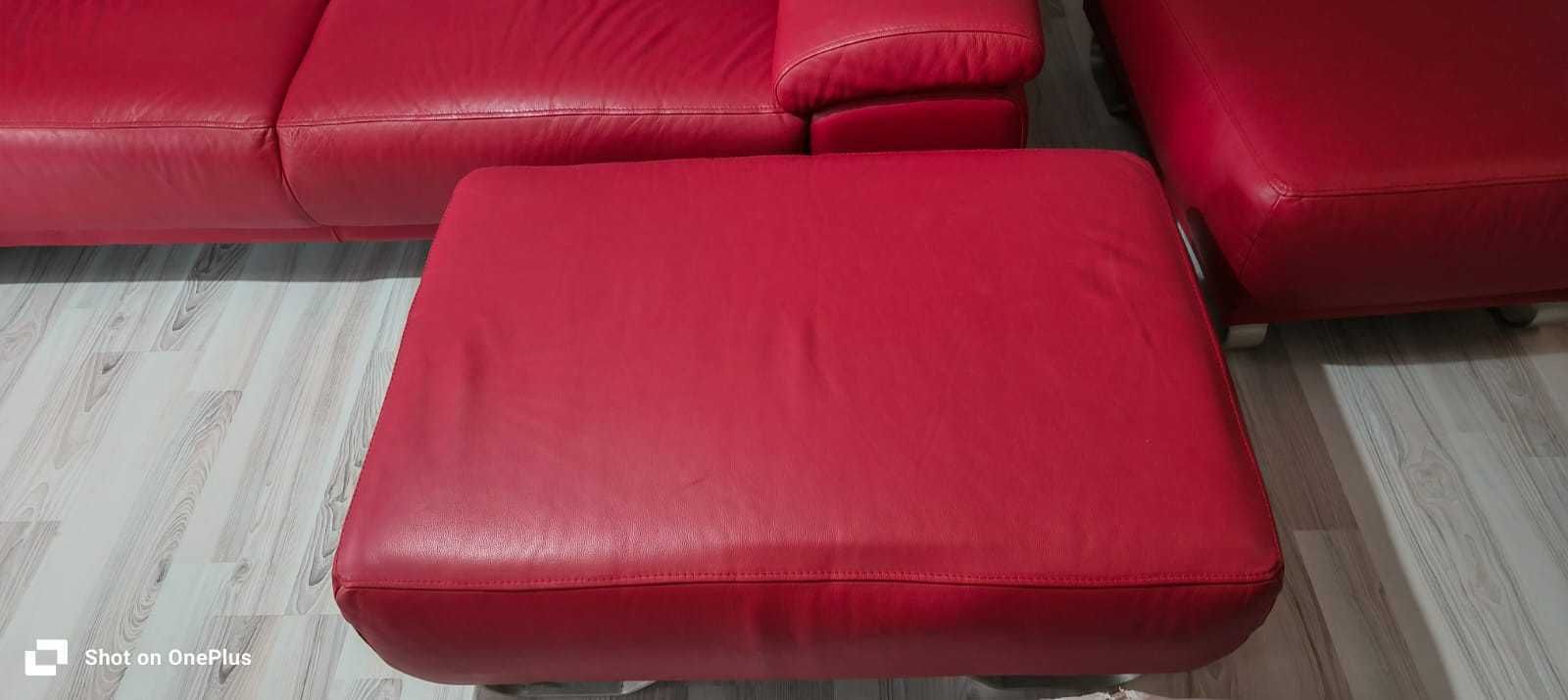 canapea piele ecologică  (canapea 3p + 2 piese )