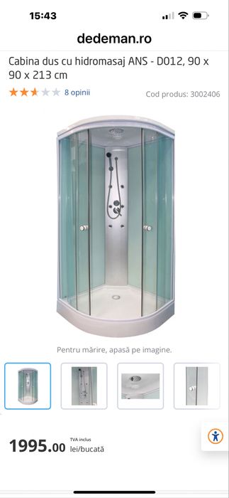 Cabină de dus cu hidromasaj