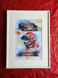 Tablou pictat manual Formula 1 Niki Lauda