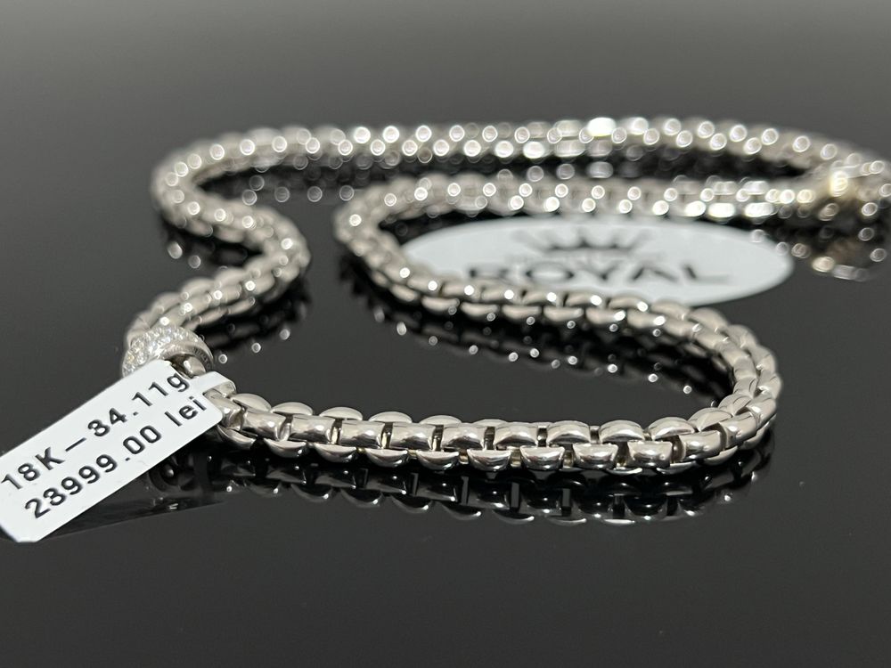 Royal Colier/ lant dama eka cu diamante aur 18K 750% 34,11 grame