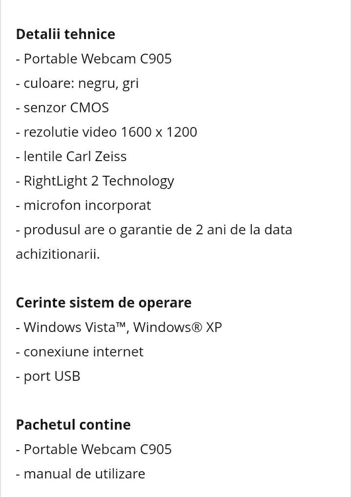 Camera web Logitech lentile Carl Zeiss