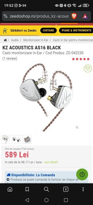 Vand  Căști in ear KZ AS 16