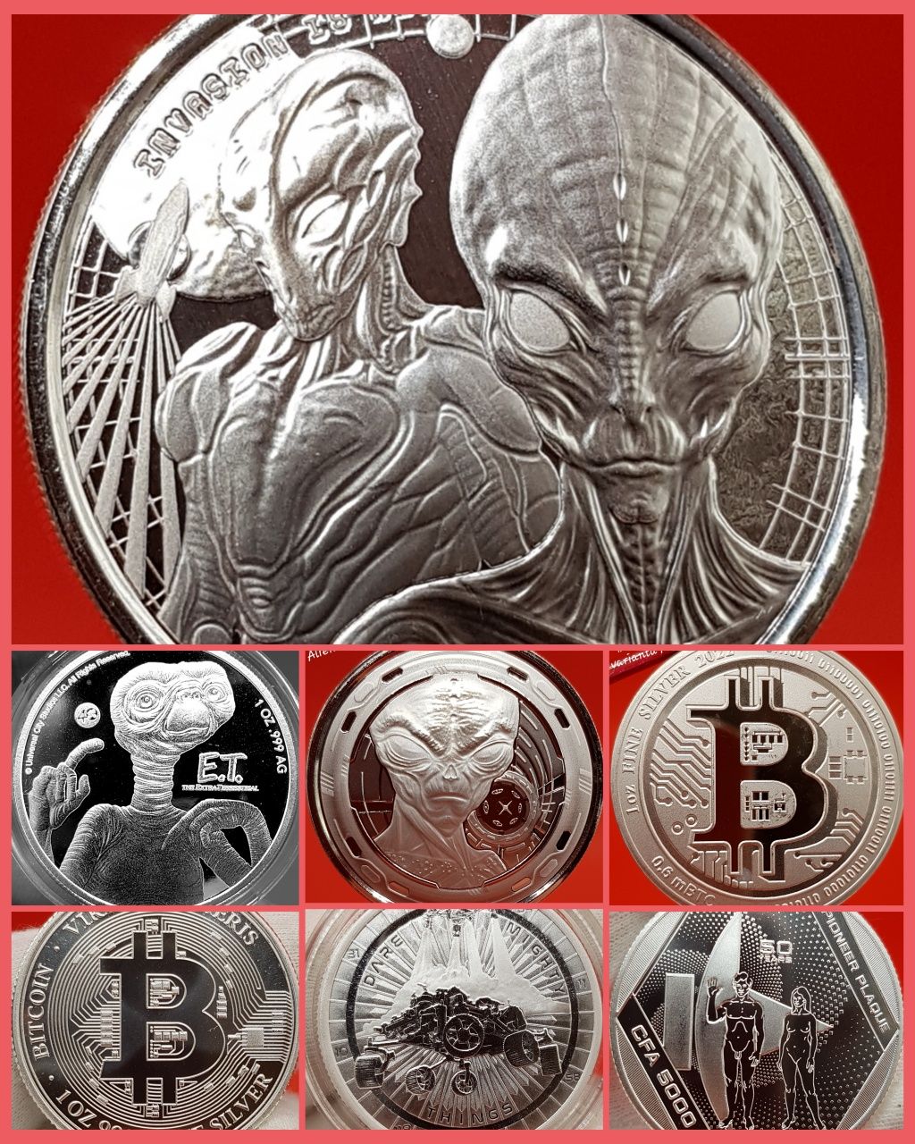Monede argint lingou 999 Cosmos Bitcoin