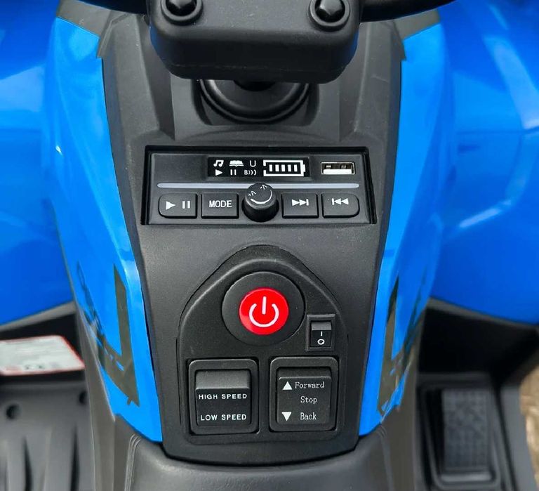 Акумулаторен бъги MINI 4X4 12V,MP3 , с меки гуми  с Кожена седалка