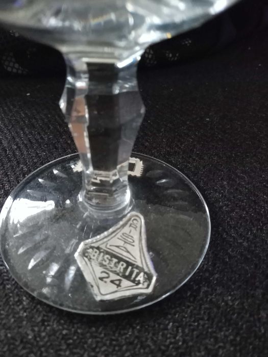 Set 6 pahare de cristal și 2 bomboniere, vintage