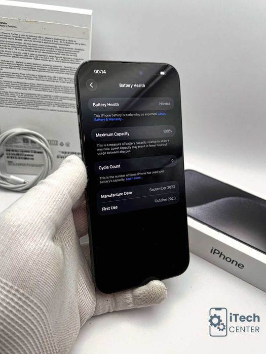 iPhone 15 Pro MAX, 256GB, Black Titanium, КАТО НОВ, 1г. ГАРАНЦИЯ!