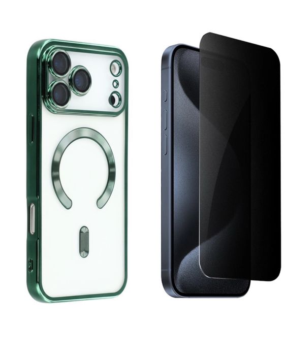 Iphone 17 AIR PRO MAX Husa Cercle Magsafe + Folie Sticla Privacy Edge