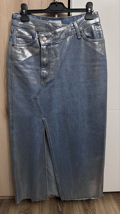 Уникална сребриста дънкова пола Zara