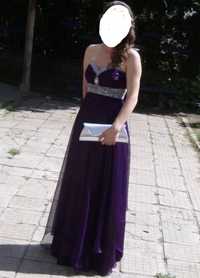 Официална дълга  рокля от шифон, М размер в лилаво