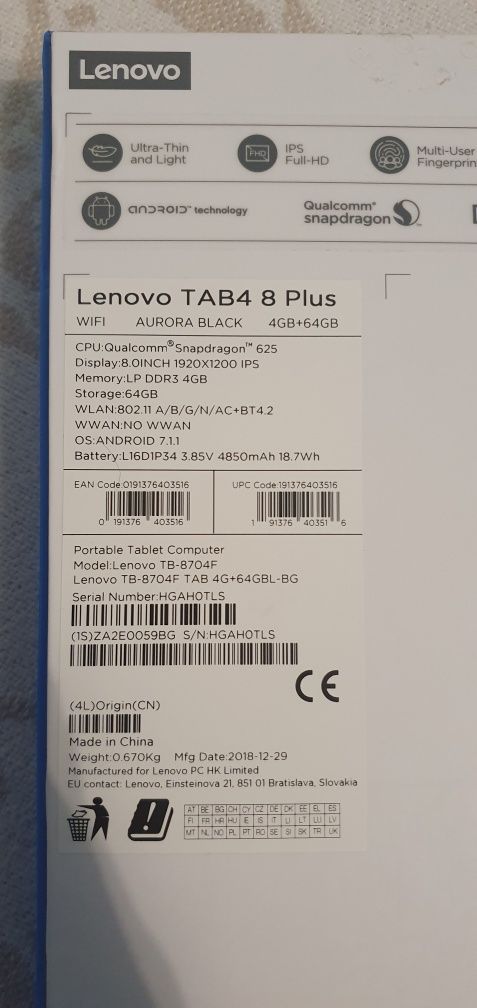 Tableta Lenovo Tab4 / 8 Plus