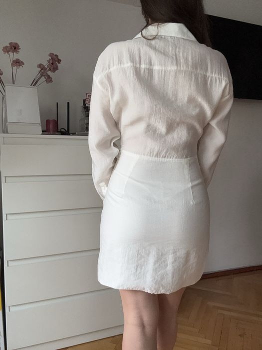 Rochie zara din panza alba - bej