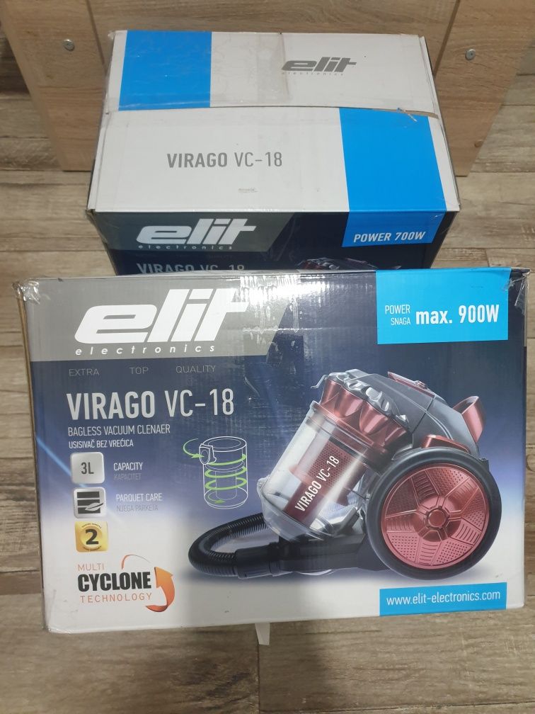 Aspirator Elit Virago VC18, 900W, filtru hepa, 3L, fara sac, Rosu/Negr