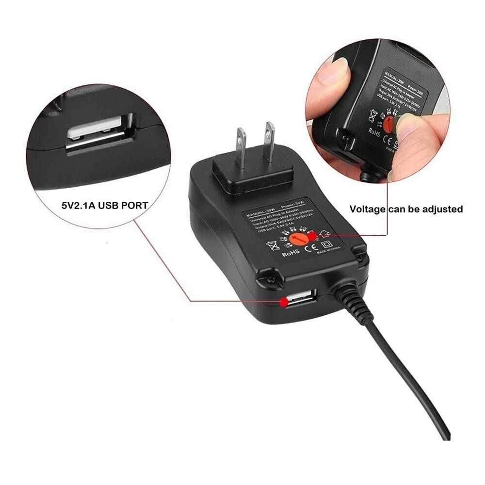 Адаптер регулируем Automat, Универсалeн, USB зарядно, 30W 3V-12V AC DC