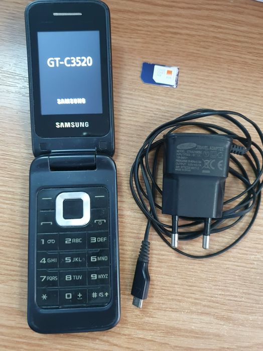 telefon Samsung GT-C3520 LCD color clapeta butoane mari argintiu seni