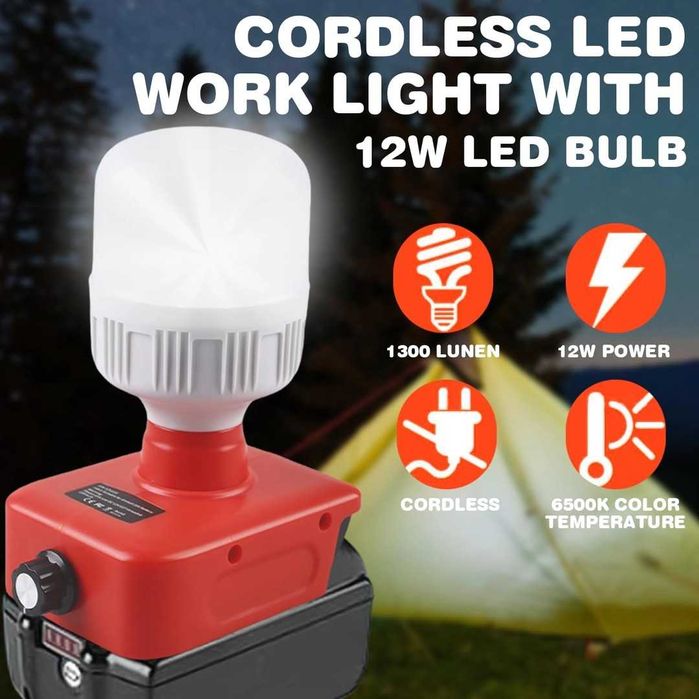 Lampă fără fir pentru baterie Einhell de 18V, lanternă de lucru de 12W